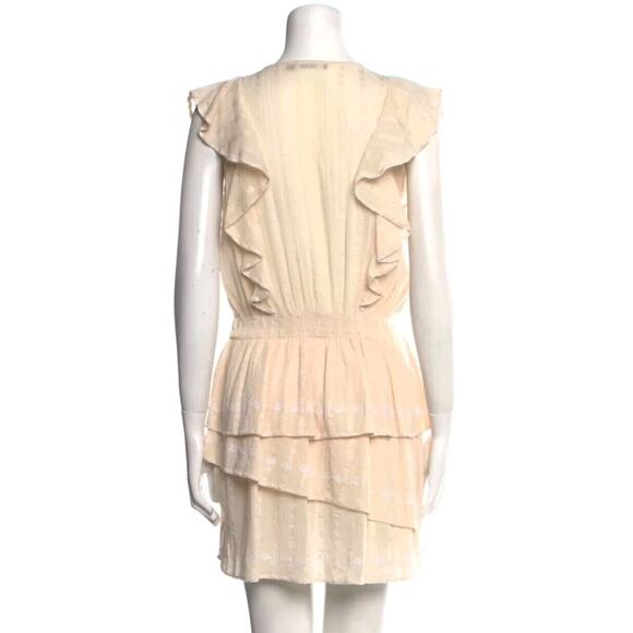 Love Sam Anthropologie Ava Keepsake Dress Beige tiered Skirt Ruffle Sz XS - - Picture 4 of 6